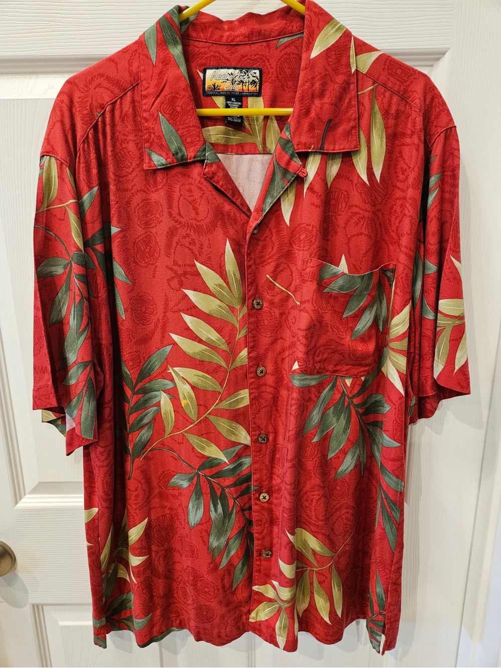 Havana Jack's Cafe Men's XL Red Hawaiian Camp Shirt 100% Rayon Tropical Aloha